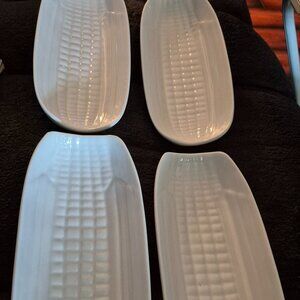 4 BIA Cordon Bleu Corn on the Cob Dishes White Oven Microwave Dishwasher Safe GC